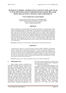 penerapan model cooperative learning tipe quiz team untuk