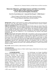 Maternal, Obstetric, and Infant Factors and Their Association with the