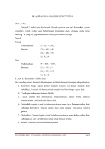 DUALITAS DAN ANALISIS SENSITIVITAS