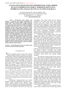 analisa pengaruh strategi diferensiasi, citra merek, kualitas produk