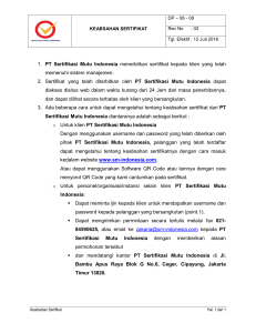1. PT Sertifikasi Mutu Indonesia menerbitkan sertifikat kepada klien