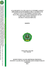 ANALISIS RENCANA PELAKSANAAN PEMBELAJARAN (RPP