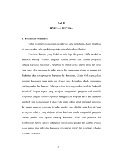 BAB II TINJAUAN PUSTAKA 2.1 Penelitian Sebelumnya Untuk