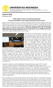 Siaran Pers APEC STUDY CENTER UI Seminar Sehari