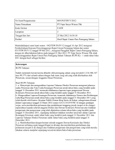 No Surat/Pengumuman 069/JN/FSW/V/2012 Nama Perusahaan PT