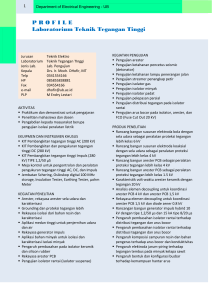 P R O F I L E Laboratorium Teknik Tegangan Tinggi