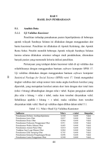 44 BAB V HASIL DAN PEMBAHASAN 5.1. Analisis Data 5.1.1. Uji