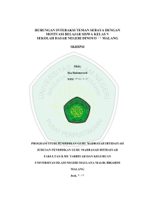 hubungan interaksi teman sebaya dengan motivasi belajar siswa