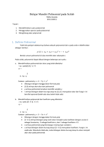 Belajar Mandiri Polinomial pada Scilab 1. Definisi Polinomial