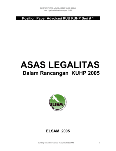 Asas Legalitas Dalam Rancangan KUHP