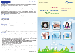 Seasonal Influenza pamphlet (Bahasa Indonesia, Tagalog and Thai