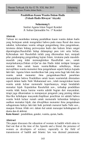145 Pendidikan Kaum Wanita Dalam Hadis (Telaah Hadis Riwayat