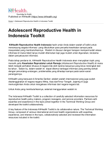 Adolescent Reproductive Health in Indonesia Toolkit