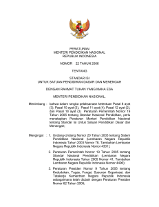 peraturan menteri pendidikan nasional republik indonesia nomor 22