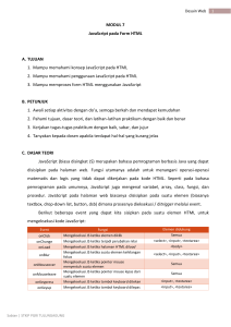 MODUL 7 JavaScript pada Form HTML A. TUJUAN 1. Mampu