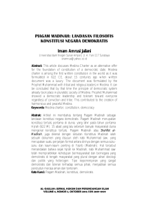 PIAGAM MADINAH: LANDASAN FILOSOFIS KONSTITUSI NEGARA