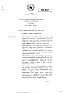 undang-undang republik indonesia nomor 25 tahun 2009 tentang