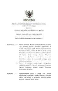 peraturan menteri kesehatan republik indonesia nomor 73 tahun