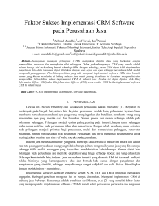 Faktor Sukses Implementasi CRM Software pada Perusahaan Jasa