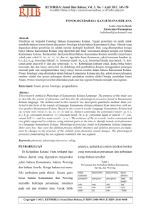 FONOLOGI BAHASA KANAUMANA KOLANA PENDAHULUAN Di