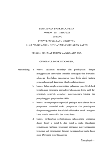 peraturan bank indonesia nomor : 11/ 11 /pbi/2009 tentang