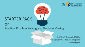 STARTER PACK on Practical Problem Solving and Decision Making