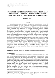 pengaruh kualitas jasa servis dan kepuasan konsumen terhadap