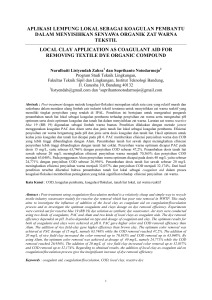 aplikasi lempung lokal sebagai koagulan pembantu dalam