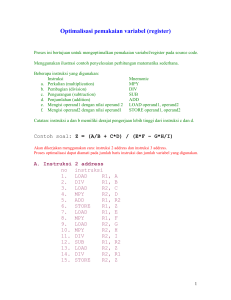 Optimalisasi pemakaian variabel / register