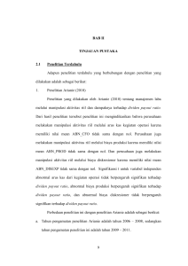 9 BAB II TINJAUAN PUSTAKA 2.1 Penelitian Terdahulu Adapun