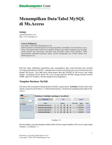 Menampilkan Data/Tabel MySQL di Ms.Access