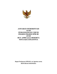 Jawaban Pemerintah atas Pemandangan Umum Fraksi