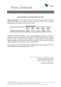 Laporan Produksi untuk Triwulan Kedua Tahun 2017 Jakarta, 20