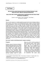 isolasi dan karakterisasi bakteri pendenitrifikasi yang diisolasi dari