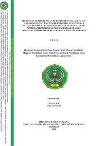 hubungan kompetensi guru pendidikan agama islam dalam