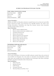 KURIKULUM PROGRAM STUDI ILMU POLITIK ILMU SOSIAL DAN