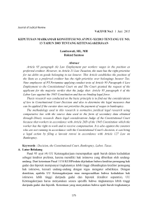 Vol.XVII No.1 1 Juni 2015 KEPUTUSAN MAHKAMAH KONSTITUSI