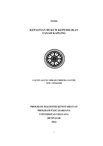 kepastian hukum kepemilikan tanah kapling