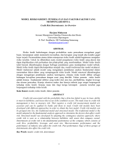 1 MODEL RISIKO KREDIT: PENDEKATAN DAN FAKTOR