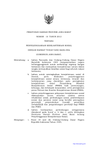 Peraturan Daerah Provinsi Jawa Barat Nomor 10 Tahun 2012
