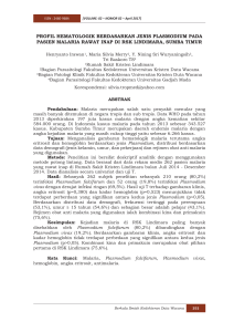 profil hematologik berdasarkan jenis plasmodium pada pasien