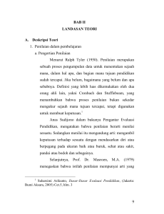 9 BAB II LANDASAN TEORI A. Deskripsi Teori 1. Penilaian dalam