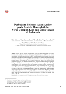 Perbedaan sekuens asam amino pada protein hemaglutinin