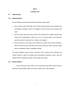 Bab II Landasan Teori 2.1 Motivasi Kerja 2.1.1 Definisi Motivasi