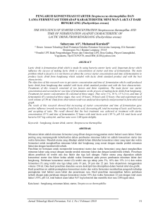 PENGARUH KONSENTRASI STARTER Streptococcus