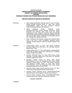 Keputusan Menteri Kesehatan Republik Indonesia Nomor 557