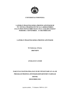 universitas indonesia laporan praktek kerja profesi apoteker di pt