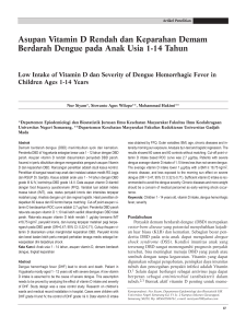 Asupan Vitamin D Rendah dan Keparahan Demam Berdarah