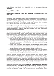 Press Release Orasi Ilmiah Guru Besar IPB Prof. Dr