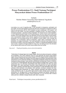 Proses Pembentukan UU: Studi Tentang Partisipasi